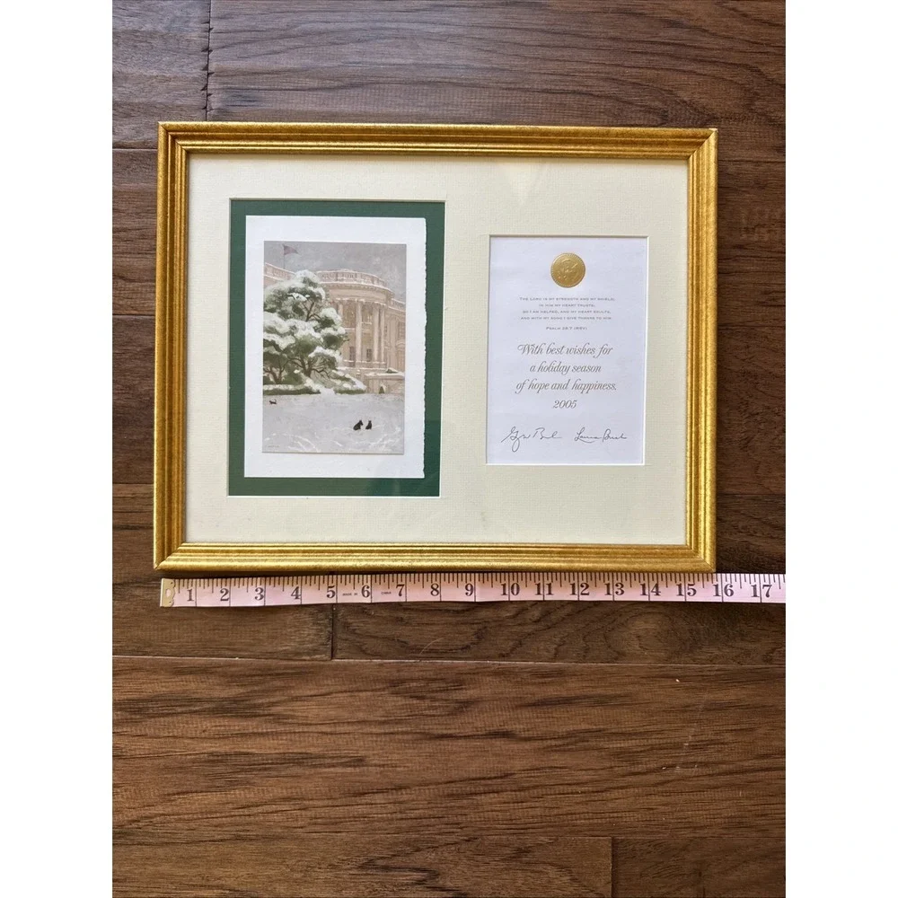 George W. Bush President White House Christmas Card 2005 Museum Framed